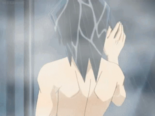 Anime Character Taking Shower GIF