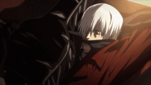 Anime Character with White Hair and Red Cape
