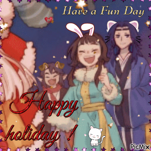 Anime Characters Fun Day Happy Holiday