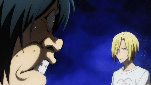 Anime Characters Including Man Covering His Face