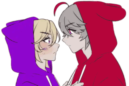 Anime Characters Kissing Red Hoodie