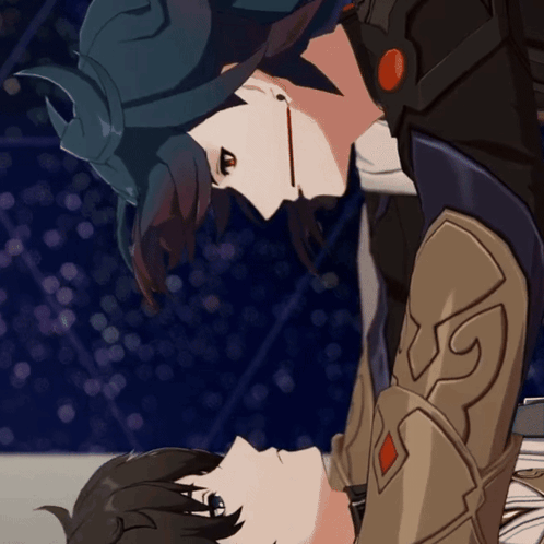 Anime Characters Looking at Each Other With Bloody Nose
