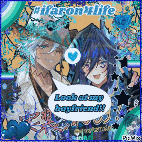 Anime Characters Speech Bubble Look at My Boyfriend
