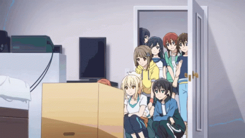 Anime Characters Standing In Room GIF