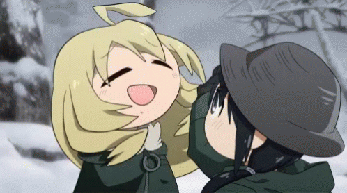Anime Characters Standing In Snow GIF