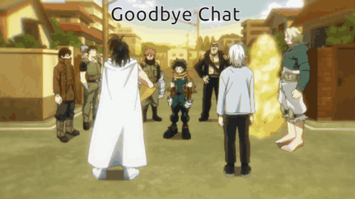 Anime Characters Standing In Street Saying Goodbye Chat GIF