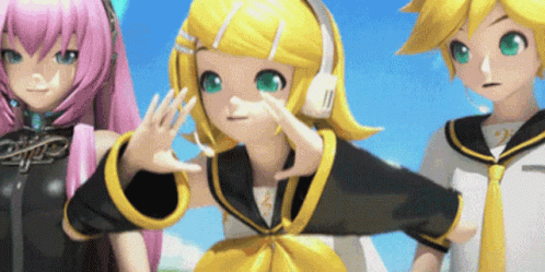 Anime Characters Standing Together One Wearing Headphones