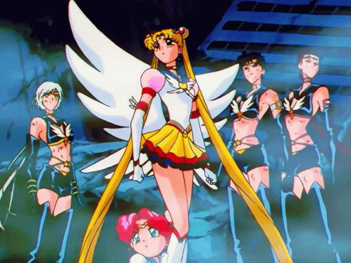 Anime Characters Standing With Sailor Moon