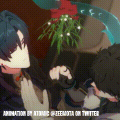 Anime Characters Under Mistletoe