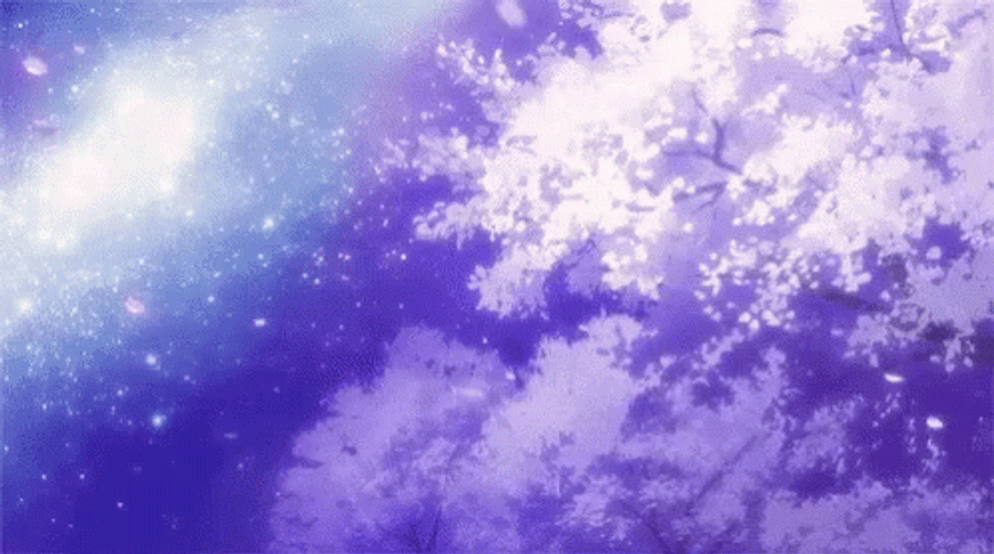  Anime Cherry Blossom Purple Sky GIF