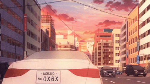 Anime City Car Passing GIF