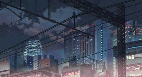 Anime City Tall Buildings GIF