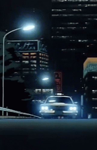 Anime City Taxi On Road GIF