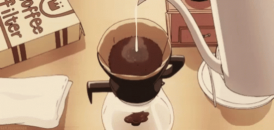 Anime Coffee Brewing GIF
