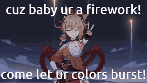 Anime Colorful Firework Lyrics GIF