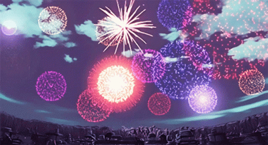 Anime Colorful Fireworks GIF