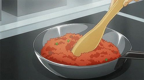 Anime Cooking Corned Beef In Pan GIF