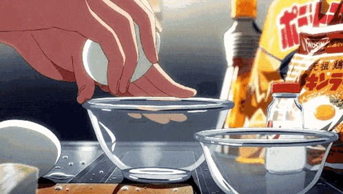 Anime Cooking Cracking And Whisking Egg GIF