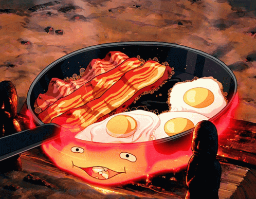 Anime Cooking Eggs And Bacon GIF
