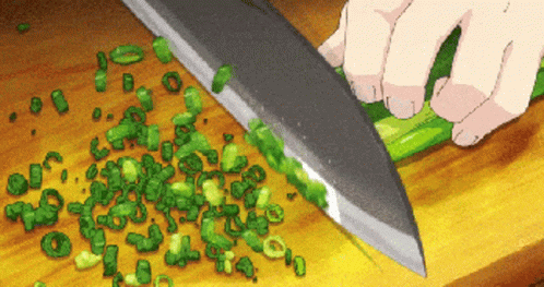 Anime Cooking Fast Cutting Spring Onions GIF