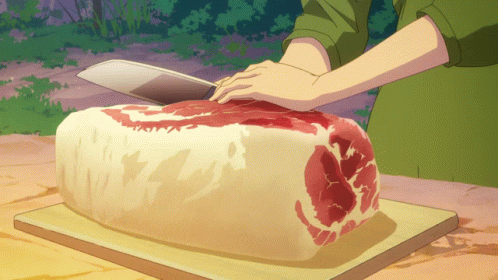 Anime Cooking Knife Skill In Cutting Meat GIF