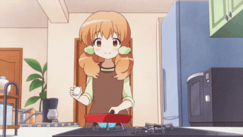 Anime Cooking Moeko Tokita Cracking Egg GIF