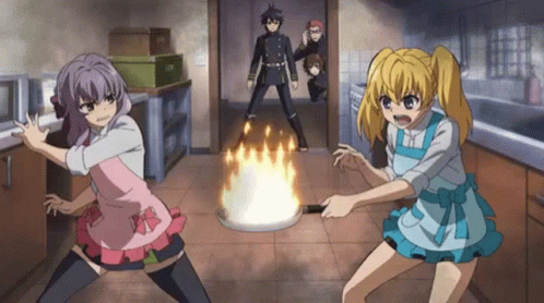 Anime Cooking Seraph Of End Pan On Fire GIF