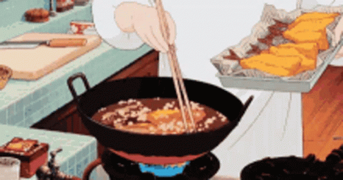 Anime Cooking Tempura In Boiling Oil GIF