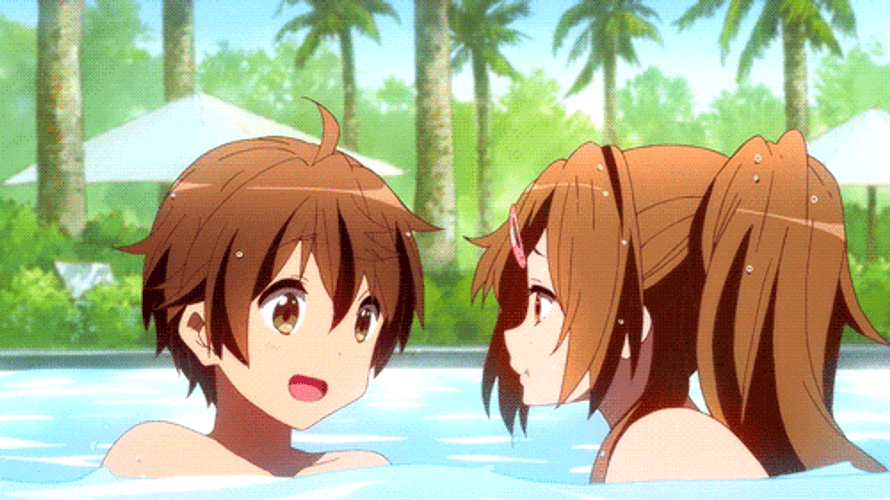 Anime Couple In Pool GIF 