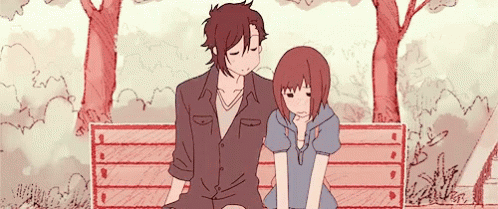 Anime Couple Push Fighting GIF