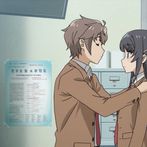 Anime Couple Sakuta Mai Kiss Failed GIF 