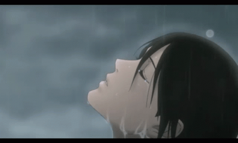 Anime Crying Under The Rain GIF
