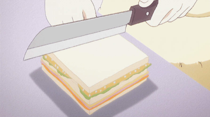 Anime Cutting Idiot Sandwich In Half GIF