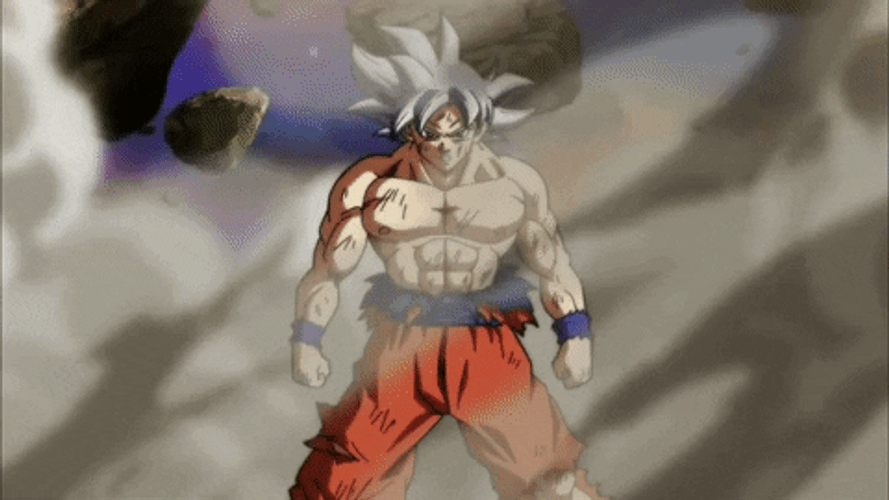  Anime Dragon Ball Goku después de usar Ultra Instinct GIF