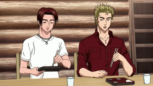Anime Eating Keisuke Takahashi Takumi Fujiwara Initial D GIF