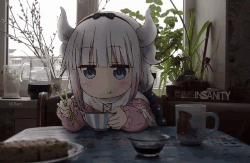 Anime Eating Miss Kobayashi's Dragon Maid Kanna Kamui GIF