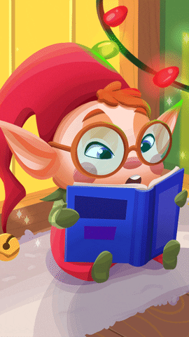 Anime Elf Santa Reading Book GIF