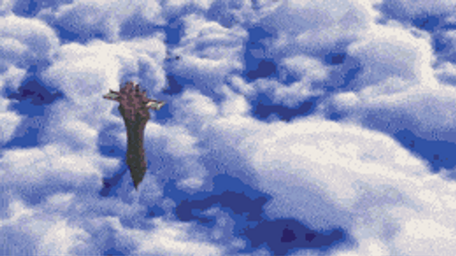 Anime Explosive Fighting Above Clouds GIF