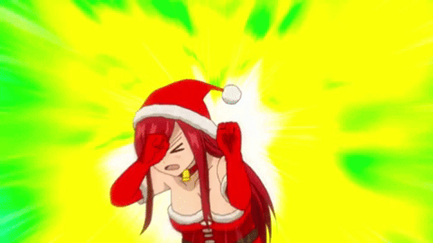 Anime Fairy Tail Erza Scarlet Merry Christmas Greeting GIF