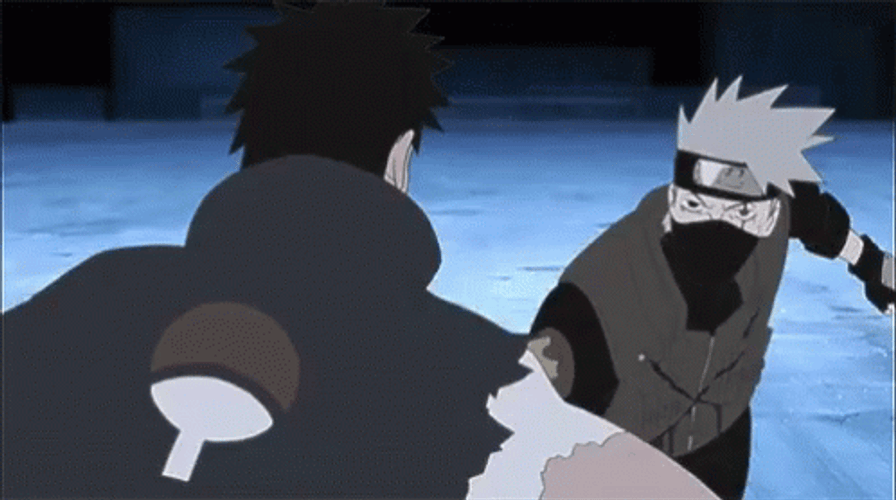 Anime Fighting Kakashi Versus Obito Naruto GIF