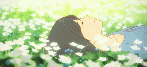 Hana Lying On Anime Flower GIF