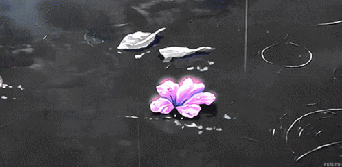 Purple Anime Flower In Water GIF