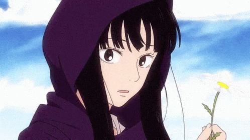 Sawako Kuronuma Holding White Anime Flower GIF