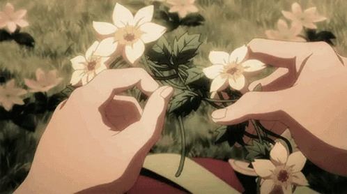 Hand Tying Anime Flower GIF