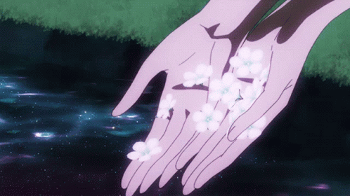 Little Anime Flower Scattered In River GIF
