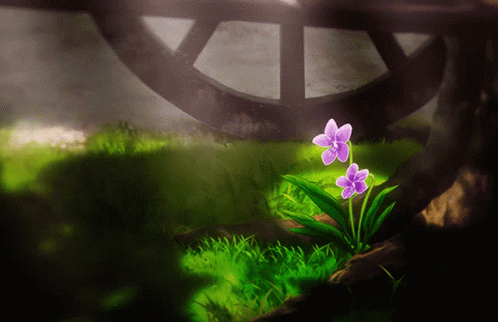 Two Violet Anime Flower On Tree GIF