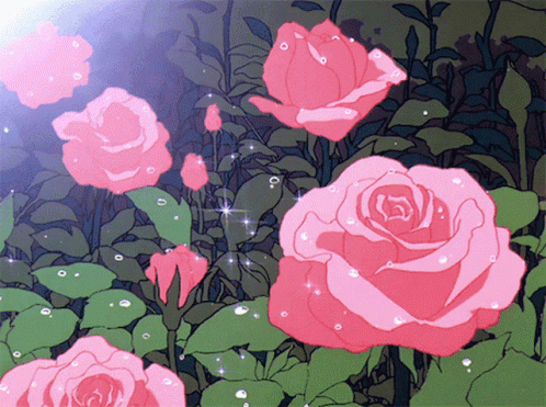 Sparkling Roses Anime Flower GIF