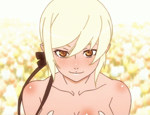 Shinobu Oshino Offering Anime Flower GIF