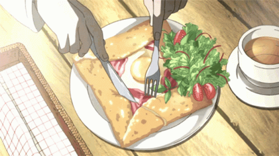 Aesthetic anime cooking ramen with sound effects on Make a GIF