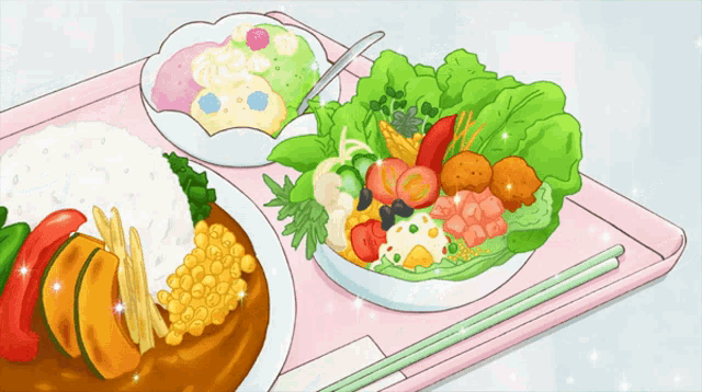 Anime Food Rice Vegetable Salad GIF